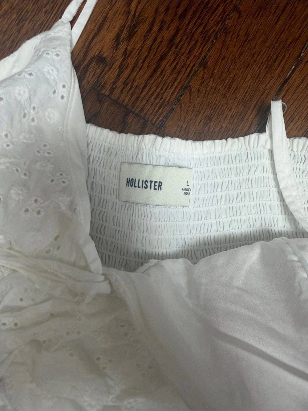 Hollister White Eyelet Ruffle-Trim Cami